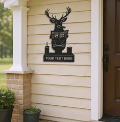 Maxcorners Personalized Deer Bathroom Humor Metal Sign WITH LED/WITHOUT LED, Rustic Hunting Cabin Wall Decor for Hunters, Funny Wildlife Toilet Art LM0110