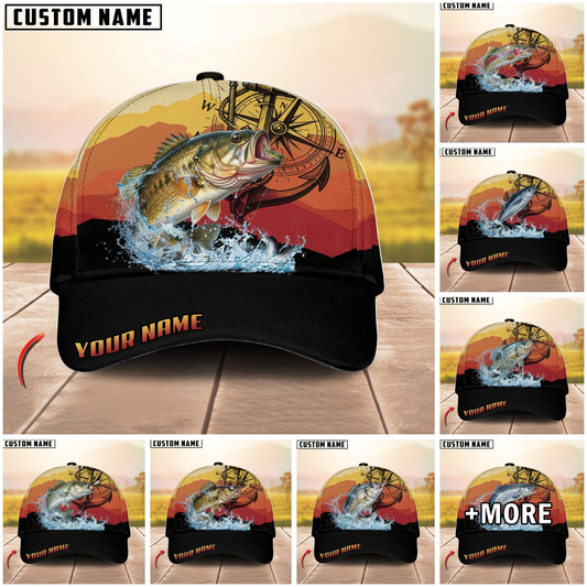 Maxcorners Fishing Mountain Lake Legend Personalized Cap (13 Breeds)