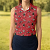 Maxcorners Red Cowboy Horse Paisley Pattern Golf Shirt, Ladies Golf Shirts, Women’s Golf Apparel LM1507