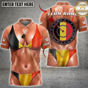Maxcorners Darts Shirt Patriotic Flag Bikini & Bullseye Dartboard Athletic Body Design, Customized Name, Team Name 3D Shirts