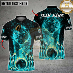 Maxcorners Bowling Fire Tiger Multioptions Personalized Name, Team Name Unisex 3D Shirts