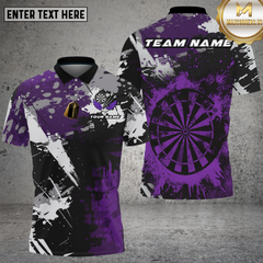 Maxcorners Dartboard Shirt Purple Paint Splash Multioptions Personalized Name, Team Name Unisex 3D Shirt (4 Colors)