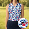 Maxcorners Japanese Shark Wave Sakura Golf Shirt, Women's Golf Tops, Golf Shirts For Women, Women’s Golf Apparel LM1507