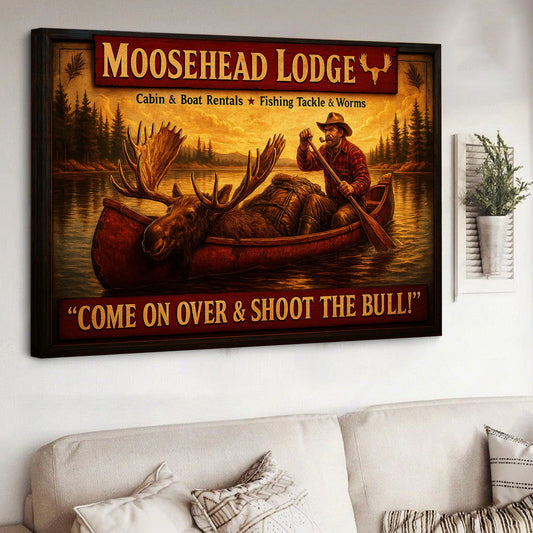 Maxcorners Moosehead Lodge Retro Metal Sign – Vintage Cabin Wall Art for Hunters & Fishing Lovers