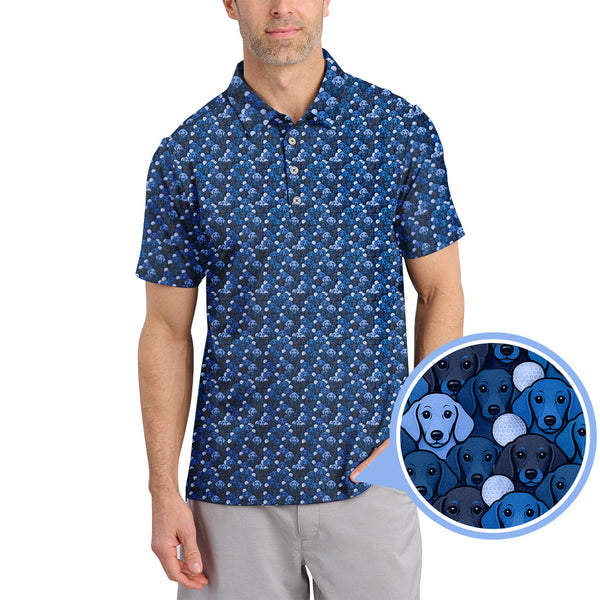 Maxcorners Dachshund Dog Pattern Golf Shirt, Funny Dachshund Golf Shirt For Dog Lovers, Golf Gift For Men's