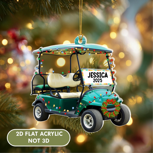 Maxcorners Golf Cart Custom Acrylic Ornament, Golf Cart Ornament, Christmas Golf Gift, Gift For Golf Lover LM1611