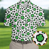 Maxcorners Lucky Four Leaf Clover Leopard Pattern St Patrick's Day Golf Shirt, Polo Shirts For Men, Golf Shirts For Men