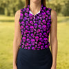 Maxcorners Purple Skull Gothic Pattern Hawaiian Golf Shirt, Women’s Golf Polo, Printed Golf Shirt LM1507