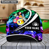 Maxcorners Billiard 9 Ball Multicolor Smoke Pattern Personalized Name Cap