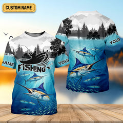 Maxcorners Blue Marlin Fishing SPF Shirt For Men, Performance Fishing Shirts, Gift For Fisherman, Men's Fishing Shirt