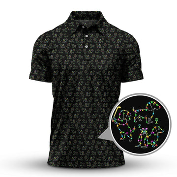 Maxcorners Dachshund Golf Shirt For Golfer, Funny Christmas Golf Shirt, Crazy Pattern Golf Shirt For Men