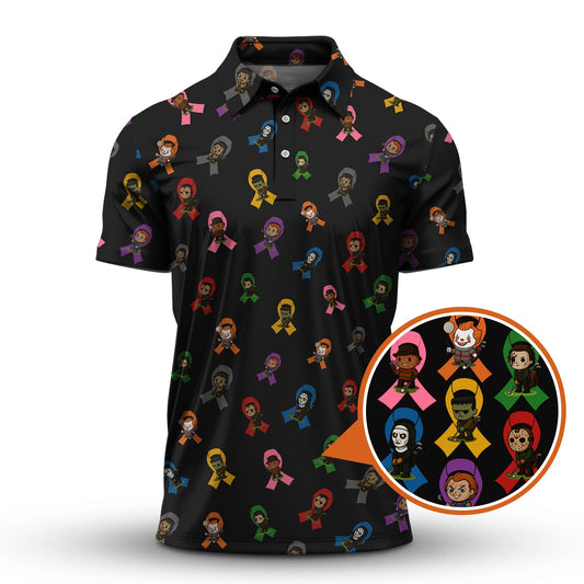 Maxcorners Cancer Survivor Shirt For Golfer, Cancer Awareness Shirt, Men's Pattern Golf Shirt
