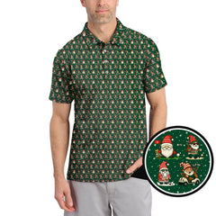 Maxcorners Christmas Golf Shirt, Pattern Golf Shirt For Golfer, Funny Golf Shirt For Men