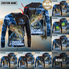 Maxcorners Mahi-Mahi Fishing Blue Flame Smoke Line Premium Style Sport Jersey Personalized Name, Team Name Long Sleeve Shirt (8 Fish Species)