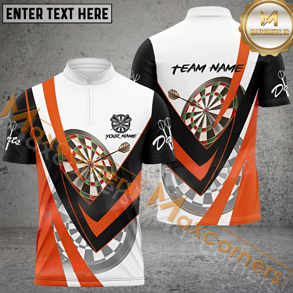 Maxcorners Darts Orange Classic Personalized Name, Team Name 3D Polo Shirt