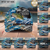 Maxcorners Fishing  Blue Camouflage Fishing Boat Multi Options Personalized Name 3D Classic Cap (11 Fish Species)