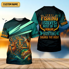 Maxcorners Fishing Solves Most Of My Problems Sky Star Pattern Fishing UPF Shirts, Fishing And Hunting SPF Shirt For Men