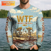Maxcorners Personalized WTF Where’s The Fish Fishing Shirt, Funny Skeleton Fishermen Boat, Custom Name