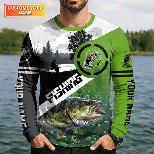 Maxcorners Personalized Bass Fishing Shirt, If I'm Not Fishing I'm Thinking About It Shirt, Fishing UPF Shirts