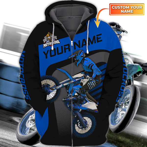 Maxcorners Motocross Biker Blue Customize Name3D Shirts