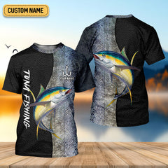 Maxcorners Tuna Fishing Saltwater Custom Name UPF Shirts, Tournament Fishing Shirts, Men's Fishing Shirt