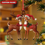 Maxcorners Personalized Couple Reindeer Acrylic Ornament – Cute Custom Deer Christmas Tree Gift for Couples LM0411
