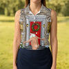 Maxcorners Women's Streaking Santa Doorbell Golf Shirt, Christmas Golf Shirt, Women’s Golf Apparel LM1507