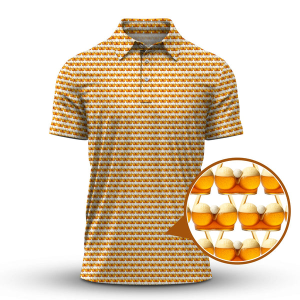Maxcorners Funny Pattern Golf Shirt, Golf And Beer Shirt For Golfer, Golf Gift For Men