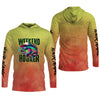 Maxcorners Weekend Hooker Orange Yellow Fishing Shirt, SPF Shirt, Hooded Sun Shirt, Gift For Fisherman