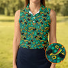 Maxcorners Shamrock Beer Lucky Four Leaf Clover St Patrick's Day Pot Of Gold Women's Golf Shirts, Ladies Golf Polos
