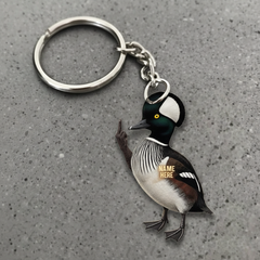 Maxcorners Personalized Funny Hooded Merganser Fukin' Finger Hunting Acrylic Christmas Ornament And Keychain Custom Gift For Hunters 2D Flat