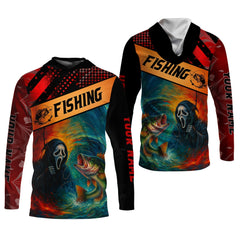 Maxcorners Ghost Face Fish Mens Sun Protection Shirts, Fishing Jersey, Fisherman Gift, Fishing Shirts For Men
