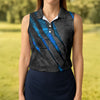 Maxcorners Blue Claw Marks Hawaiian Golf Shirt, Scratch Print Women's Golf Tops, Ladies Golf Shirts LM1507