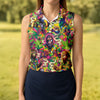 Maxcorners Psychedelic Bigfoot Cannabis Leaf Hawaiian Polo Shirt, Women’s Golf Polo, Golf Shirts For Women LM1507