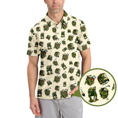 Maxcorners Halloween Golf Shirt For Golfer, Pattern Golf Shirt, Funny Zombie Golf Polo For Men