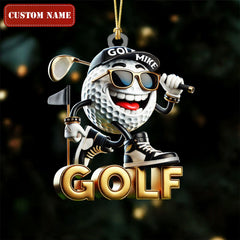 Maxcorners Custom Name Cool Golf Ball Acrylic Ornament, Golf Xmas Ornaments, Christmas Golf Gift LM1611