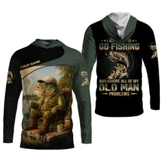 Maxcorners I Just Want To Go Fishing And Ignore Old Man Problem SPF Shirts, Fishing Shirts For Men, Fisherman Gift