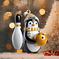 Maxcorners Yellow Personalized Custom Name Bowling Ornament, Bowling Lover Christmas Gift MT1611