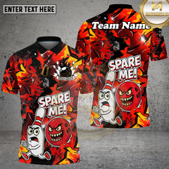 Maxcorners Spare Me Bowling Cartoon Fire Burst Multioptions Personalized Name, Team Name Unisex 3D Shirt (4 Colors)
