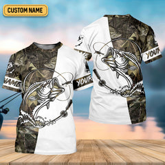 Maxcorners Camo White Fishing UPF Shirts, Camouflage Fishing Shirts, Fishing Gifts For Men, Men's Fishing Shirt