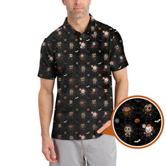 Maxcorners Halloween Golf Shirt For Golfer, Funny Pattern Golf Shirt, Crazy Golf Shirt For Men