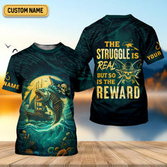 Maxcorners The Struggle Is Real But So Is The Reward Horror Fishing SPF Shirt For Men, Men's Fishing Shirts Long Sleeve