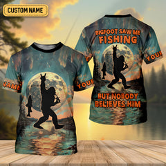 Maxcorners Bigfoot Saw Me Fishing But Nobody Believes Him Funny Sasquatch Fishing SPF Shirt For Men