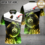 Maxcorners Billiards 8 Ball Flame Personalized Name 3D Unisex Shirt