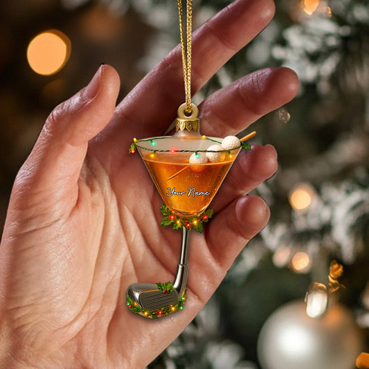 Maxcorners Personalized Golf Martini Ornament â€“ Custom Name Golfer Christmas Ornament, Funny Golf and Beer Xmas Gift for Men, Unique Golf Ornament and Golf Decor MT1611