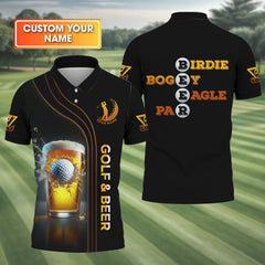 Maxcorners Golf And Beer Custom Funny Golf Polo Shirt, Mens Golf Gift, Gift For Golfers, Dad Golf Gift