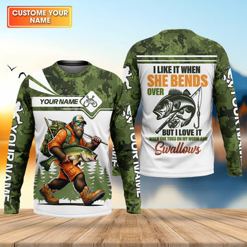 Maxcorners When She Bends - Fishing Humor Shirt, Fishing UPF Shirts, Funny Fishing Shirt