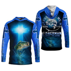 Maxcorners Jesus Made Me A Fisherman SPF Long Sleeve Shirts, Jesus Fishing Shirt, Fishing Shirts For Men