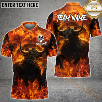 Maxcorners Darts Firestorm Bullseye Personalized Name, Team Name Shirt