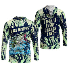 Maxcorners Bass Jumpers Fishing Shirts, I Jerk It Every Chance I Get, SPF Long Sleeve Shirts, Fishing Shirts For Men